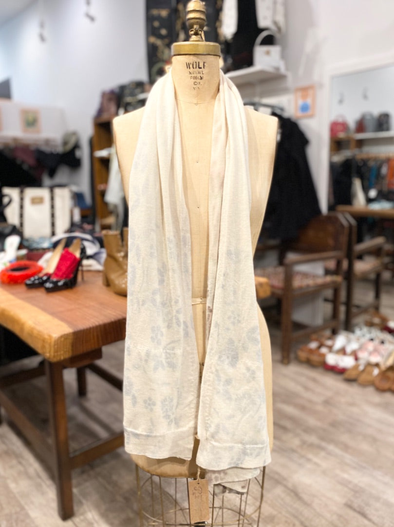 Cashmere/Silk Cream Scarf, OS