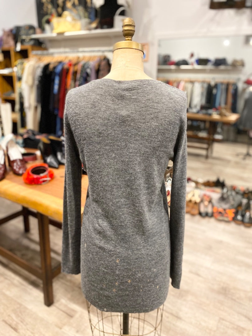 Roberto Collina Grey Distressed Sweater, XL