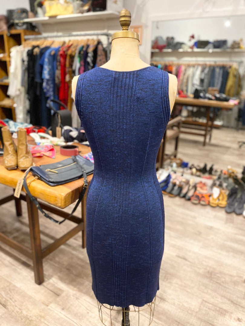 Proenza Schouler Black/Blue Metallic Tank Dress, XS