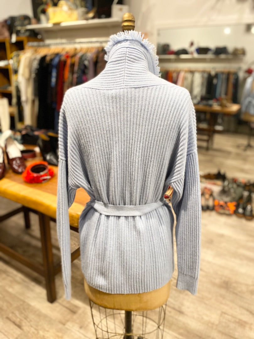 Intermix Light Blue Wool/Cashmere Cardigan, Small