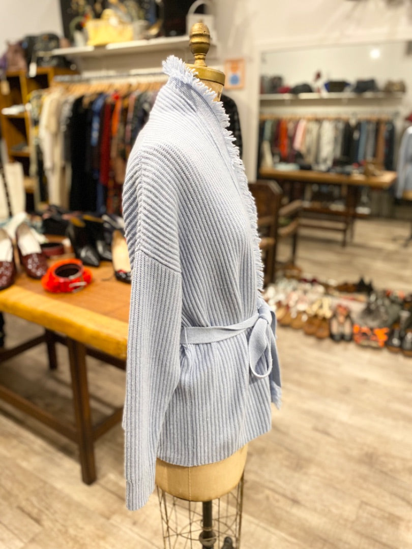 Intermix Light Blue Wool/Cashmere Cardigan, Small