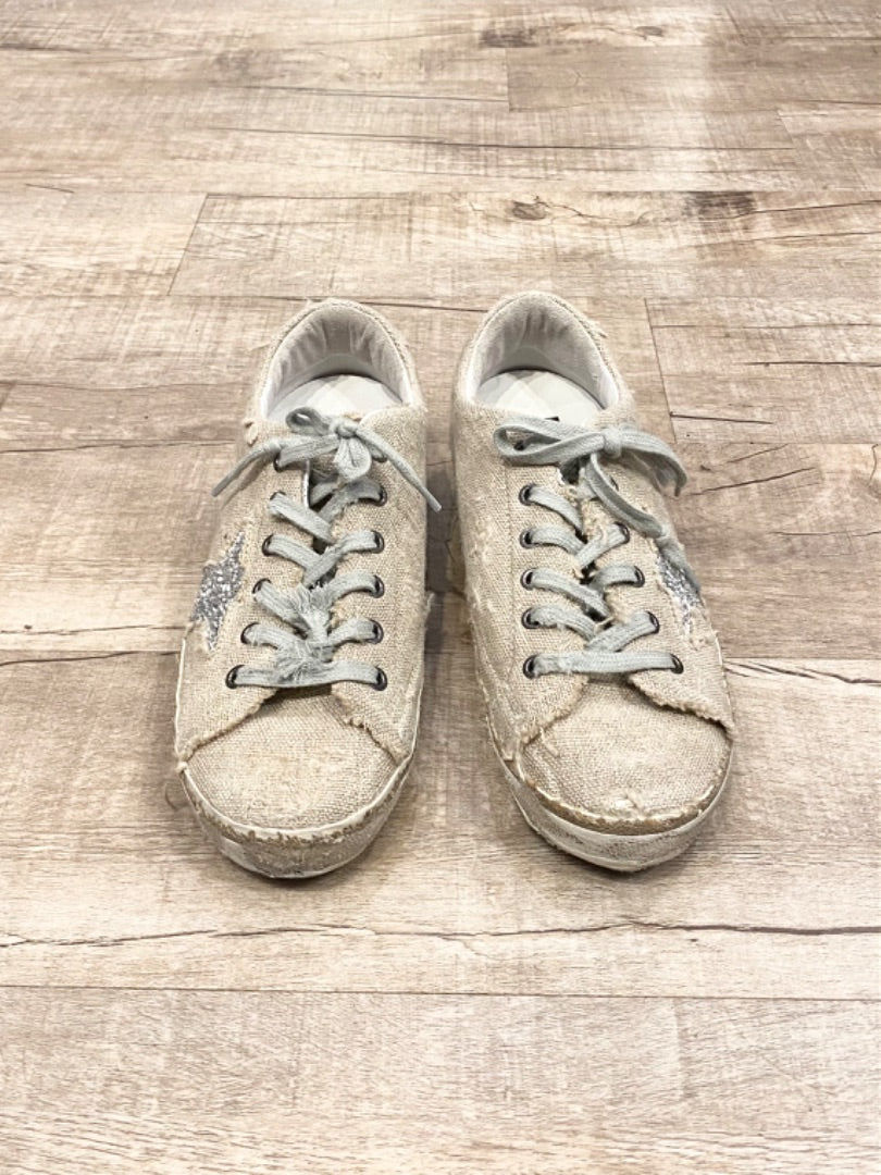 Golden Goose Tan Linen/Sequin Sneakers, 38