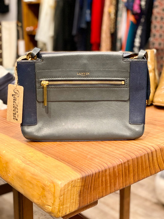 Lanvin Navy Leather Crossbody Purse, OS