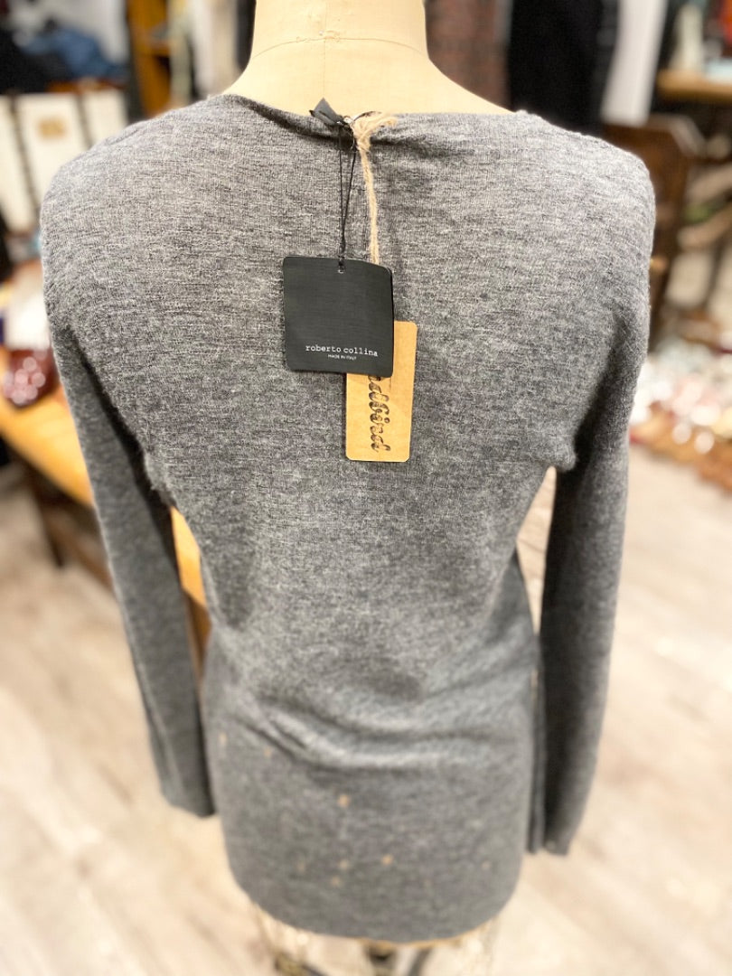 Roberto Collina Grey Distressed Sweater, XL