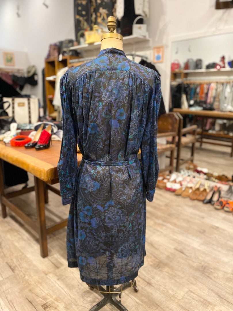 Dries Van Noten Blue Print Cotton Dress, 36