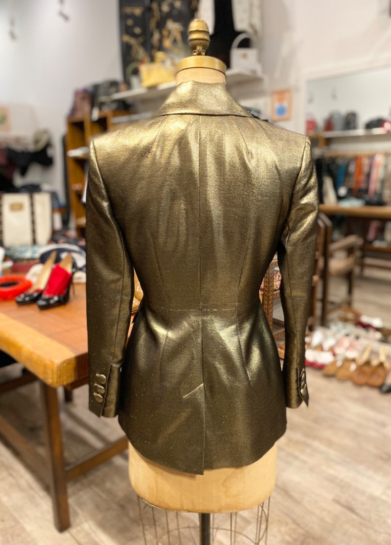 Alexa Chung Gold Metallic Blazer, 6