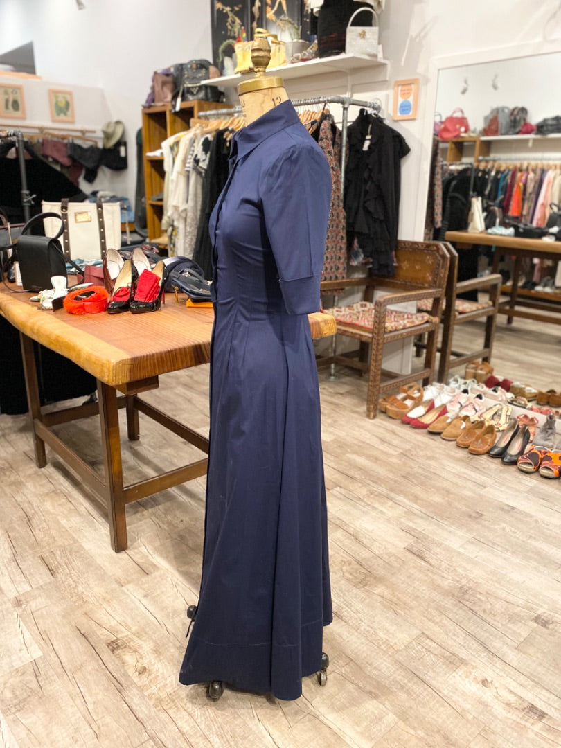 Staud Navy Long Cotton Dress, 0