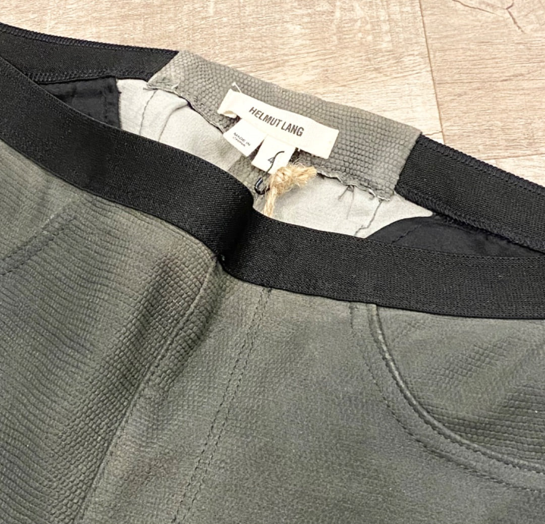 Helmut Lang Grey Leather Leggings, 4