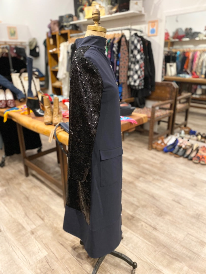Tibi Black Sequin Maxi Dress, 6