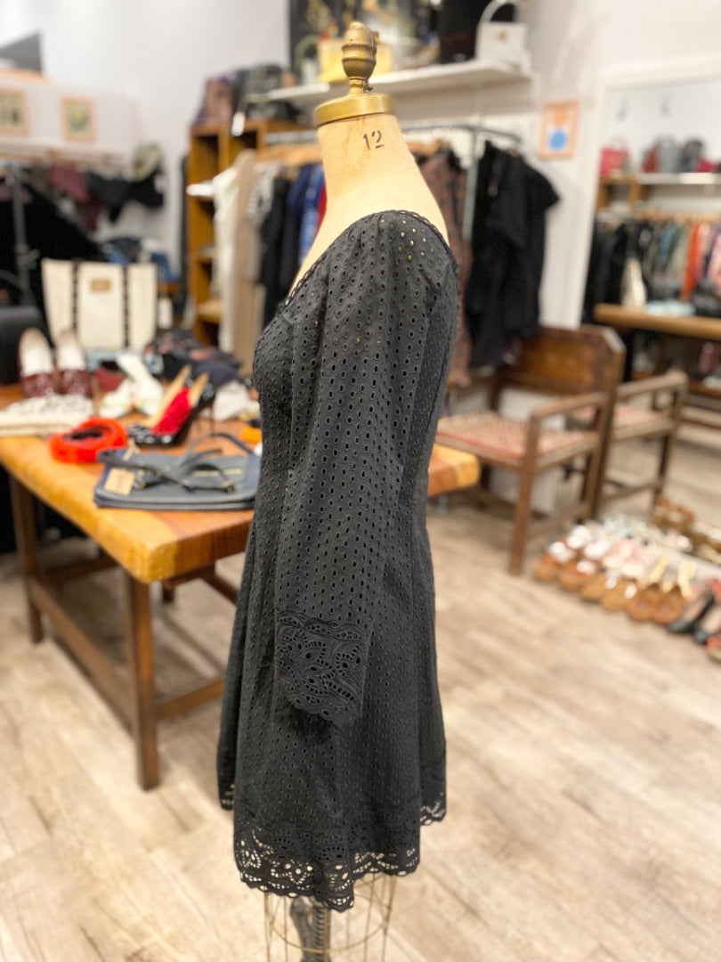 Nanette Lepore Black Eyelet Dress, 6