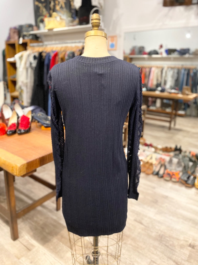 See By Chloe Black Knit/Lace Dress, Small