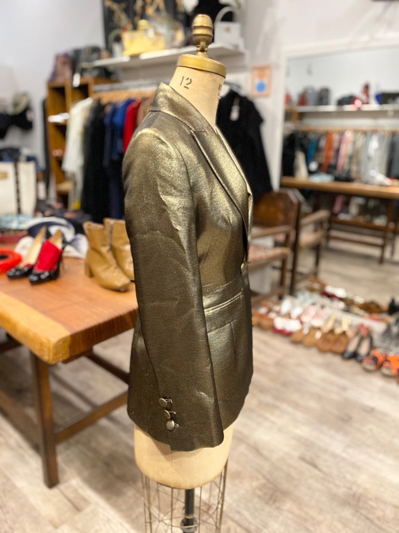 Alexa Chung Gold Metallic Blazer, 6