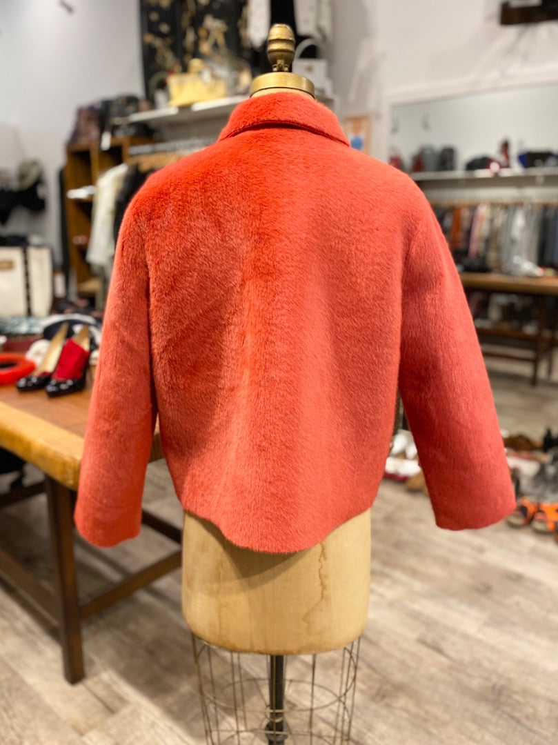 Velvet Red Fuzzy Jacket, Medium