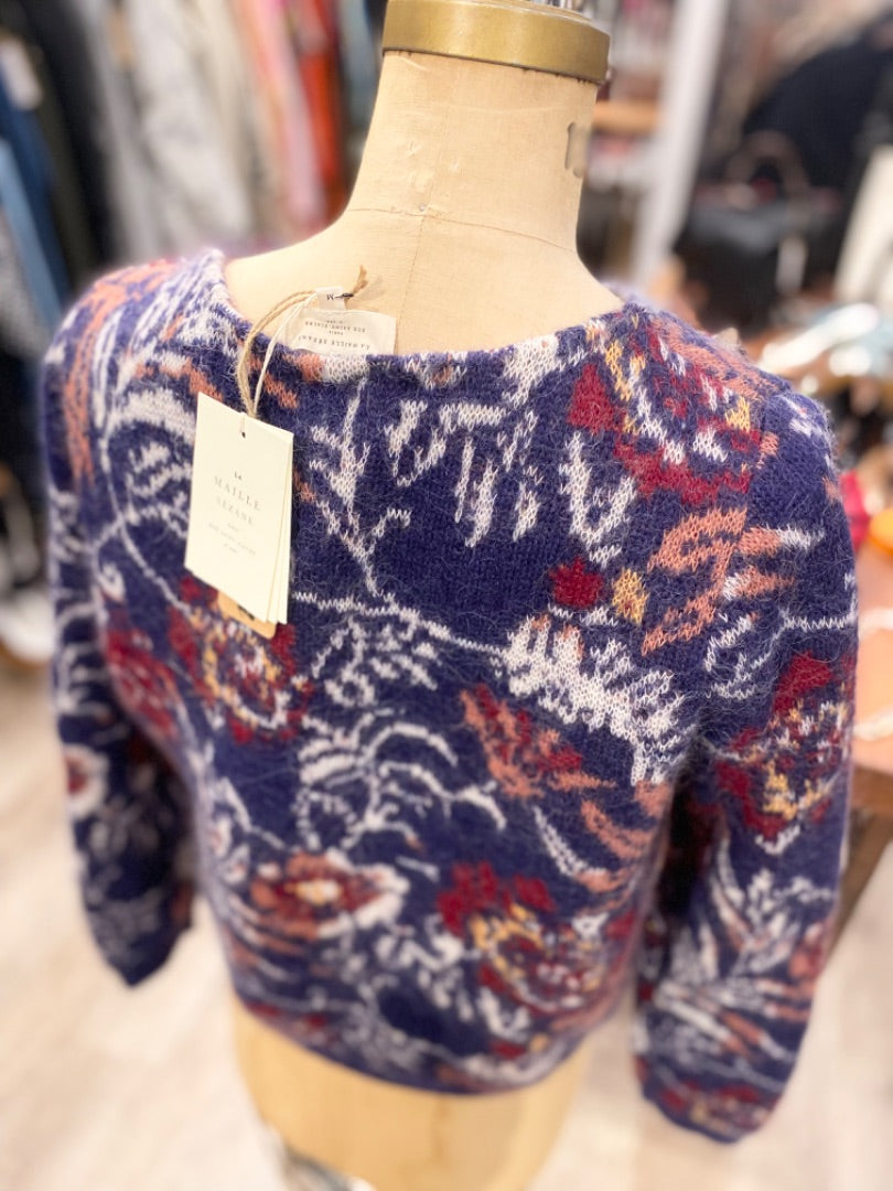 La Maille Sezane Multicolor Floral Sweater, Medium