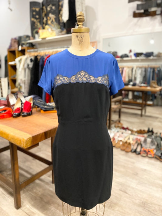 Stella McCartney Black/Blue S/S Silk Midi Dress, 42