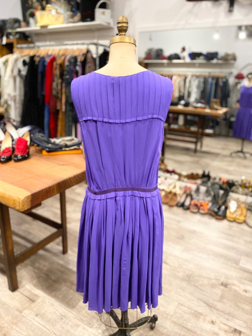 Nina Ricci Purple Silk Pleated Dress, 44