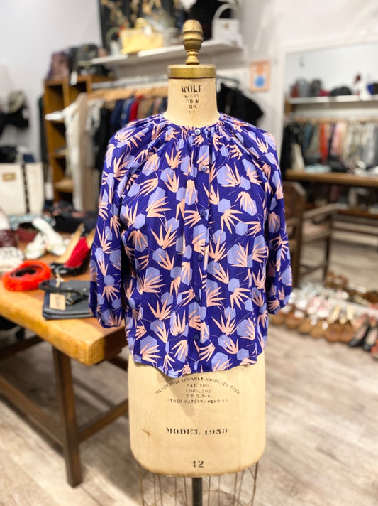 Tucker Purple/Pink Floral Silk Blouse, Petite