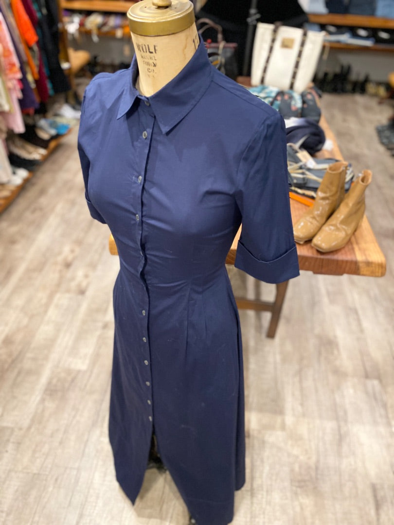 Staud Navy Long Cotton Dress, 0