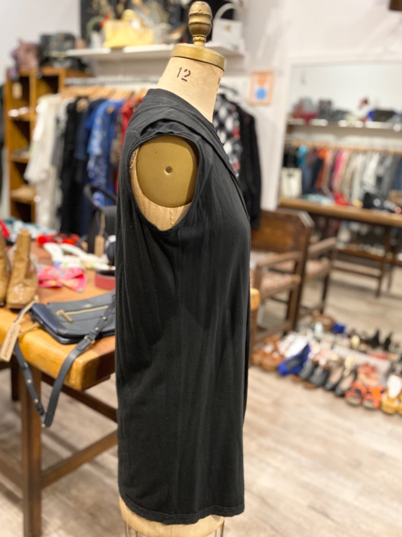 Rick Owens Black Sleeveless Tunic Top, Medium
