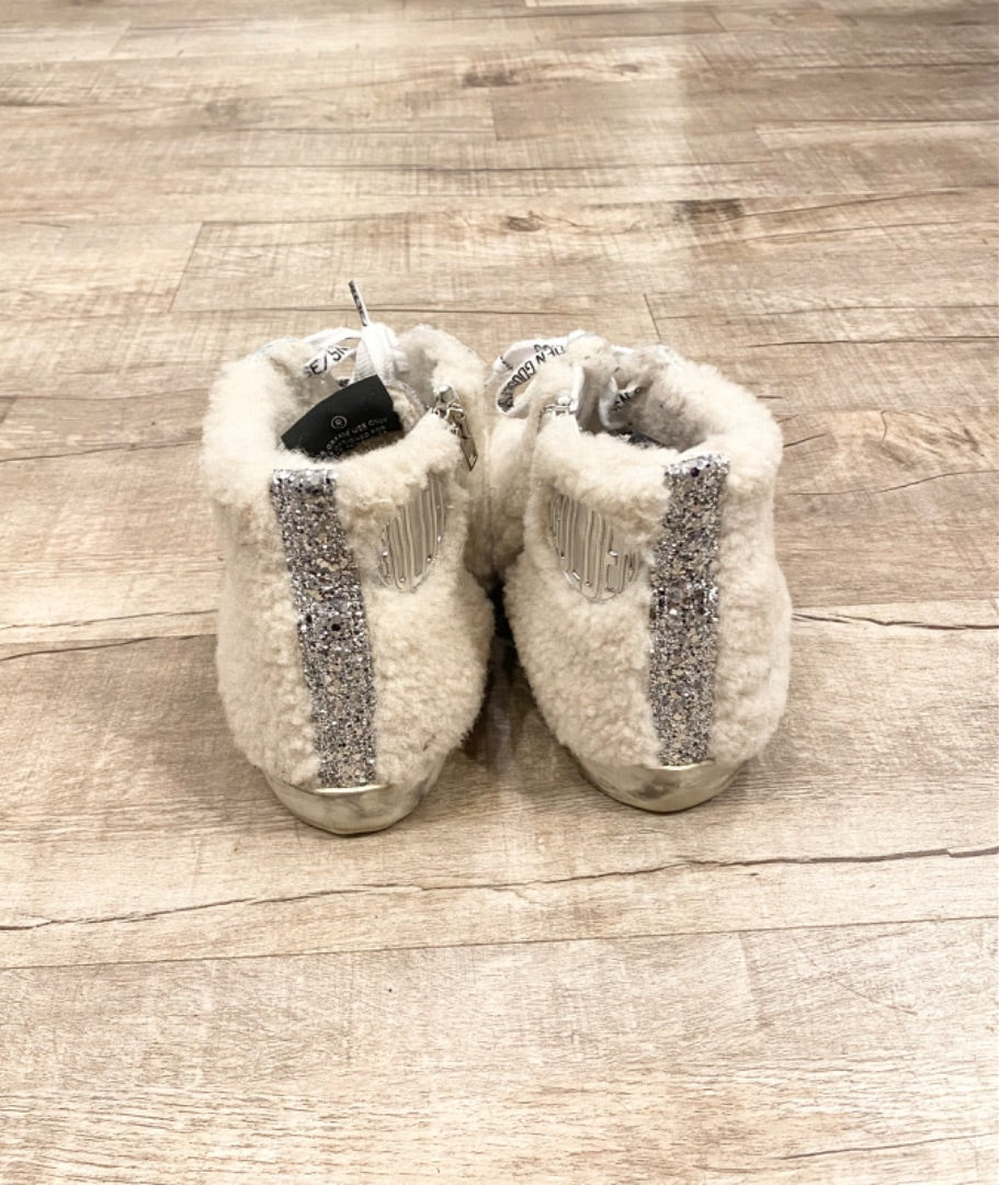 Golden Goose Silver/White "Francy" Shearling Sneakers, 38