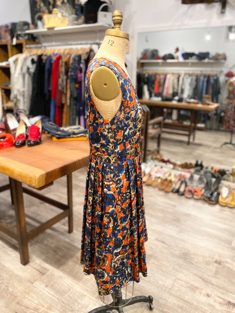 Jason Wu Blue/Red Floral Sleeveless Midi Dress, 12