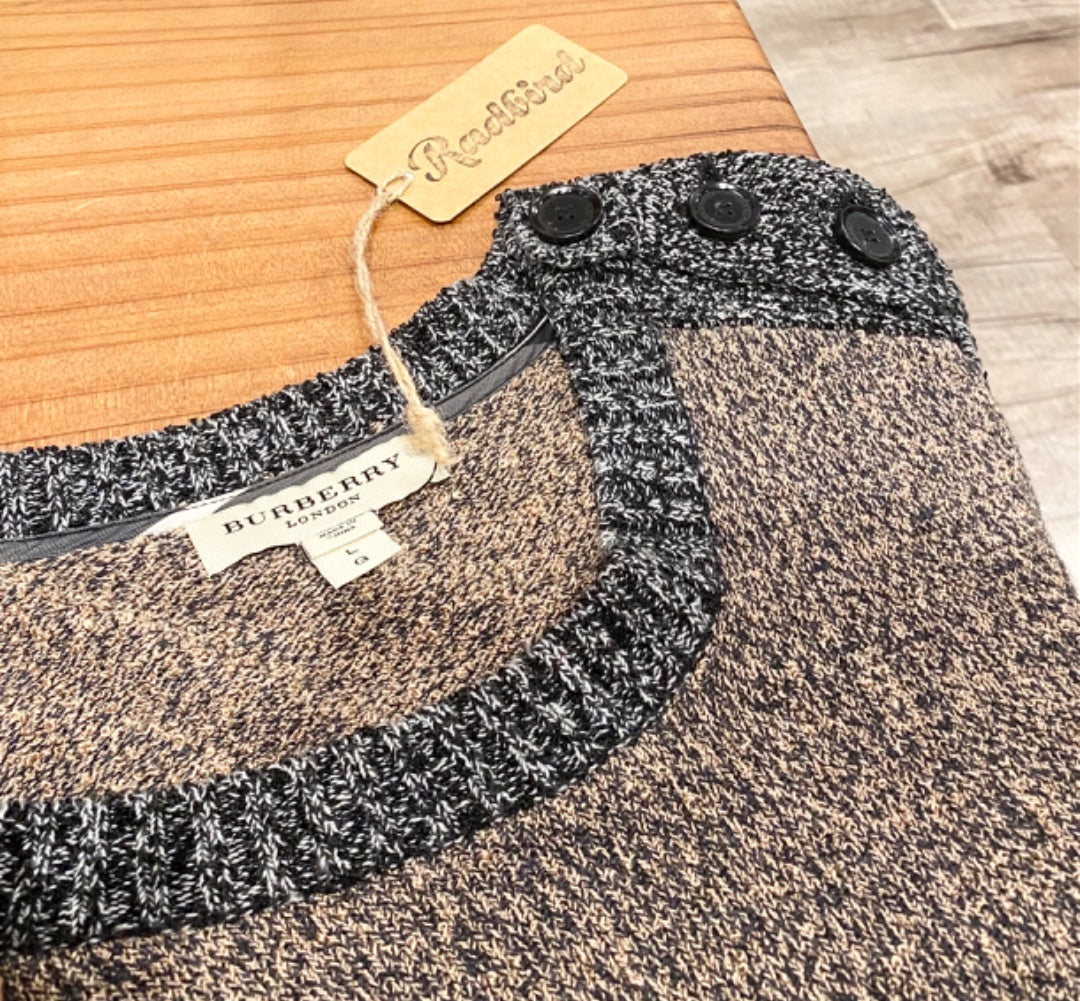 Burberry Brown/Grey Button Sweater, Large