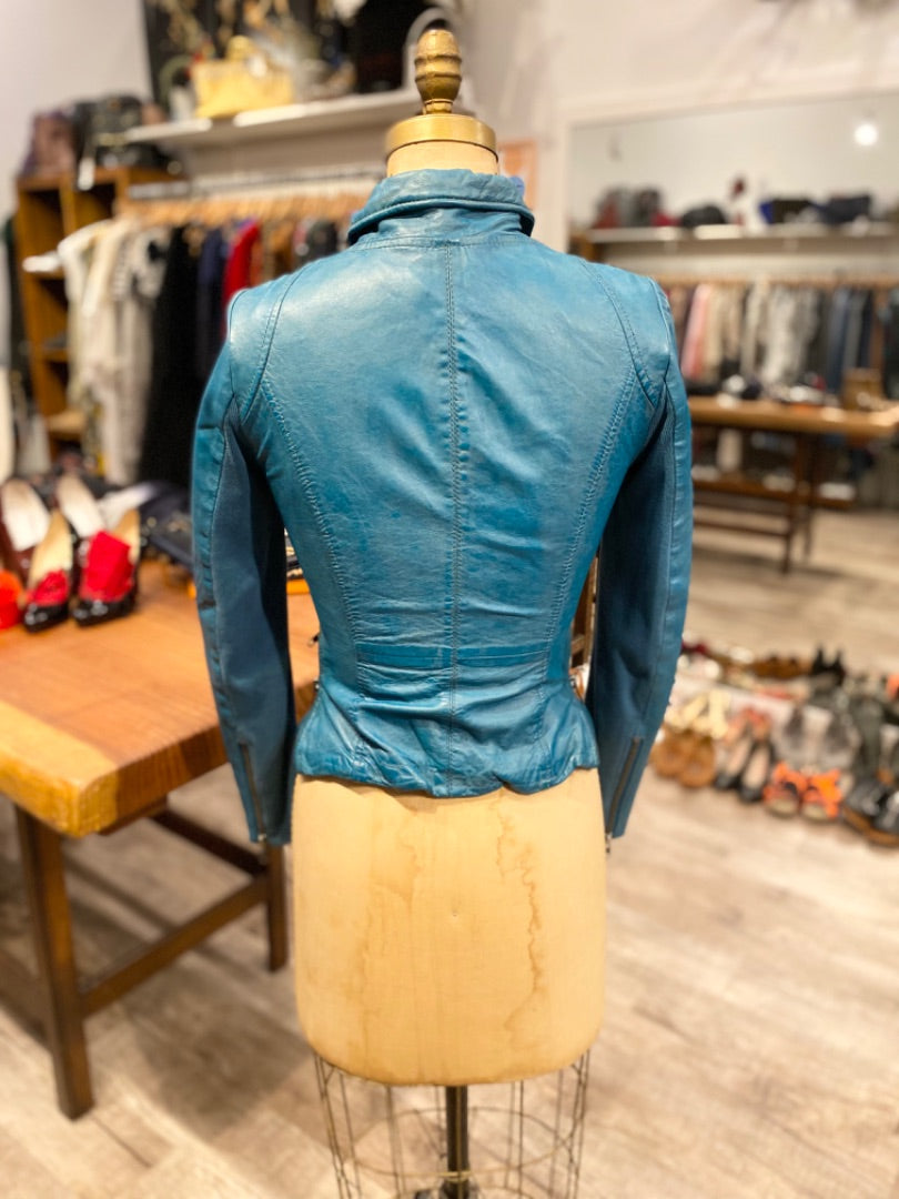 Muuba Turquoise Leather Jacket, 4