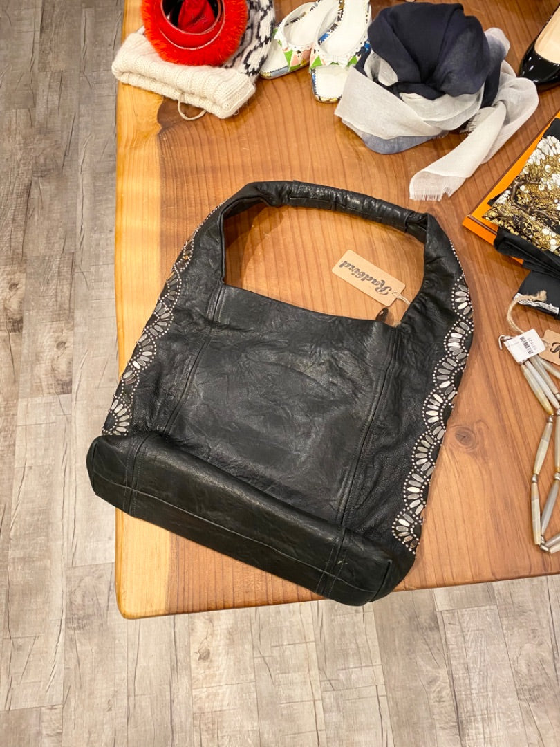 Calleen Cordero Black Leather Studded Purse, OS