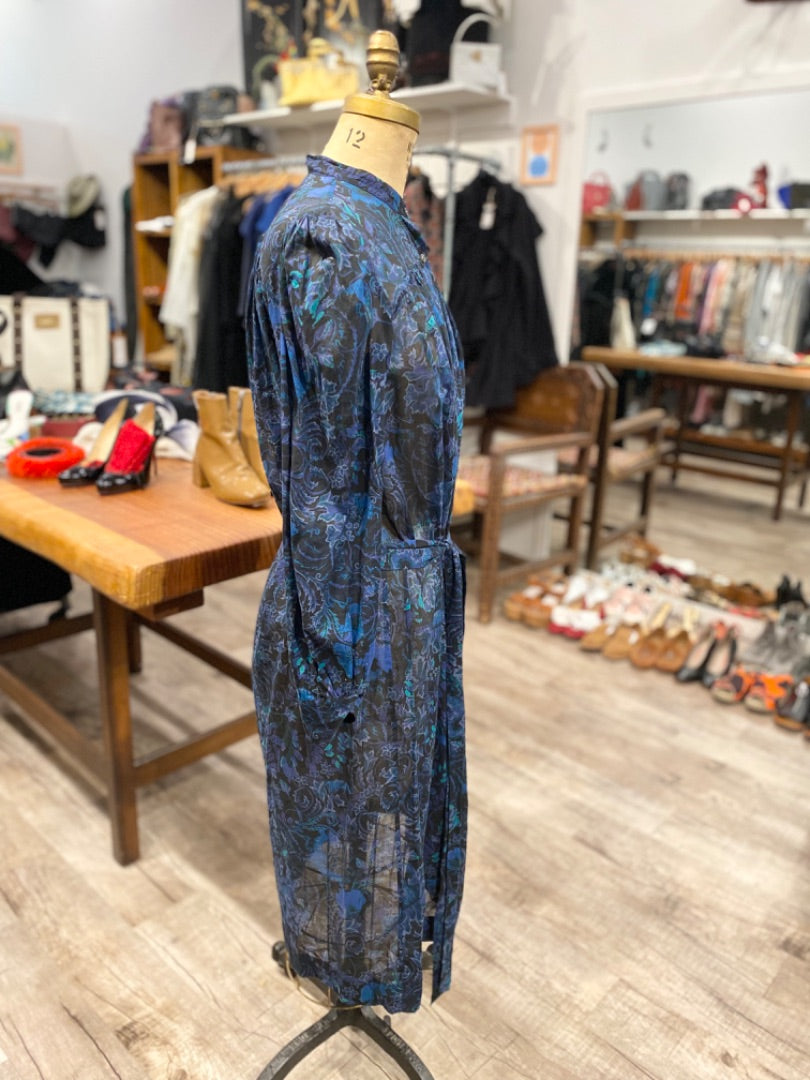 Dries Van Noten Blue Print Cotton Dress, 36