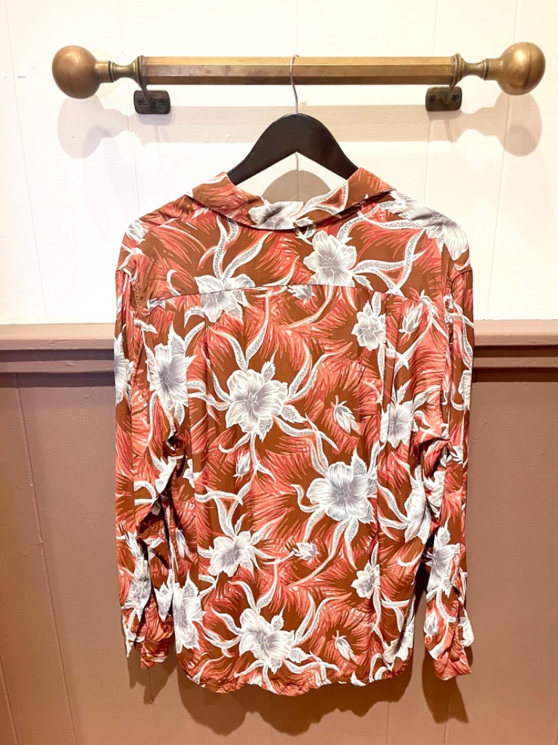 Cali Frame Brown L/S 40s ALOHA Shirt, XL
