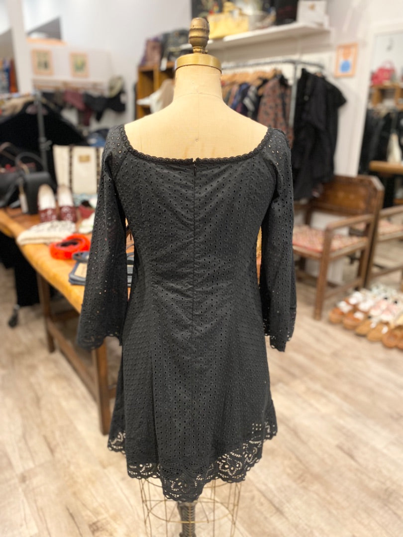 Nanette Lepore Black Eyelet Dress, 6