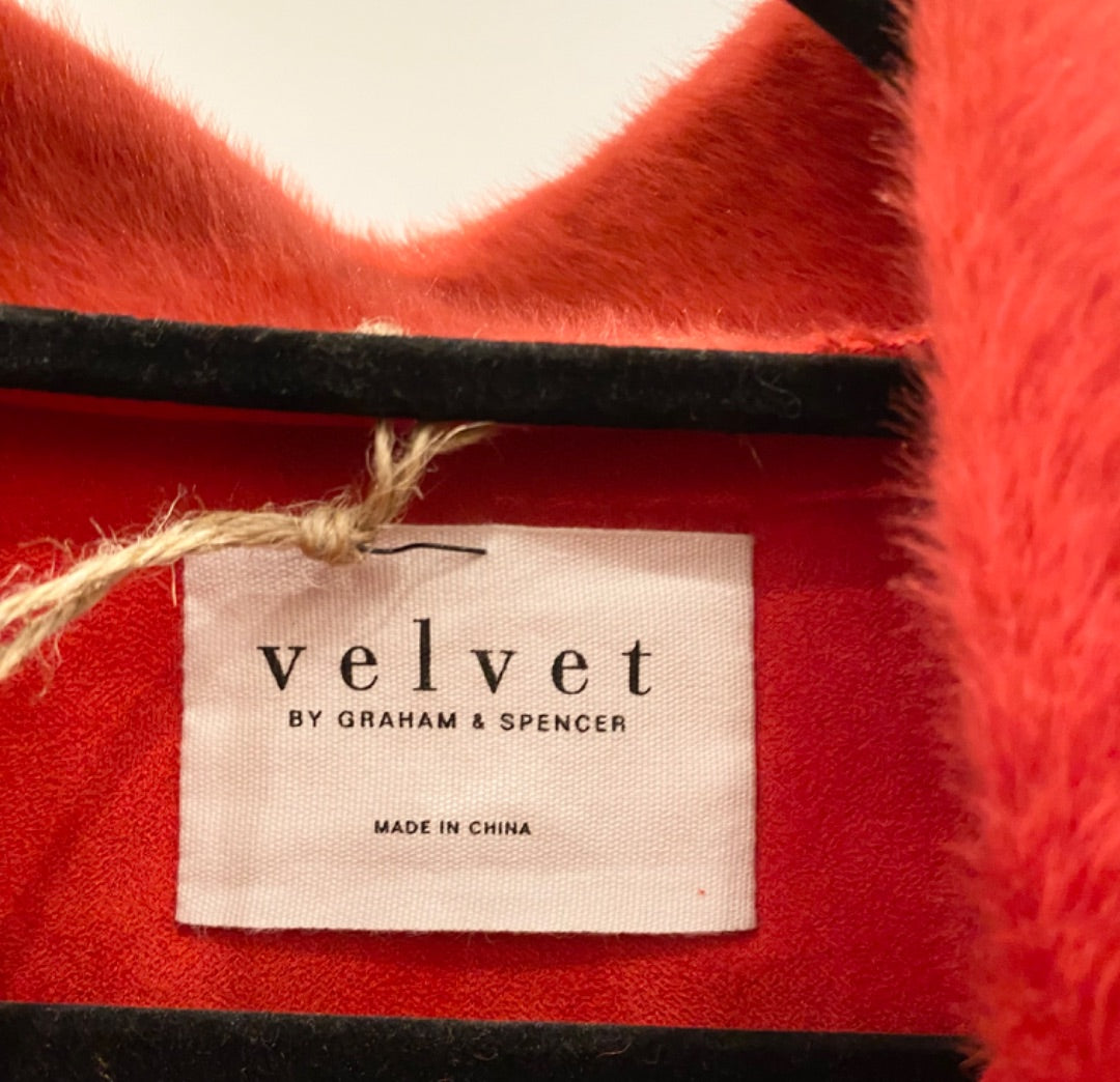 Velvet Red Fuzzy Jacket, Medium