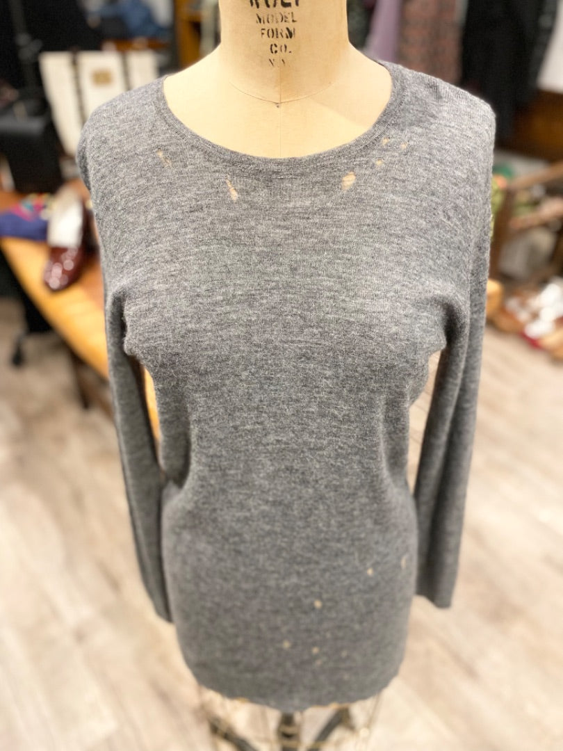 Roberto Collina Grey Distressed Sweater, XL