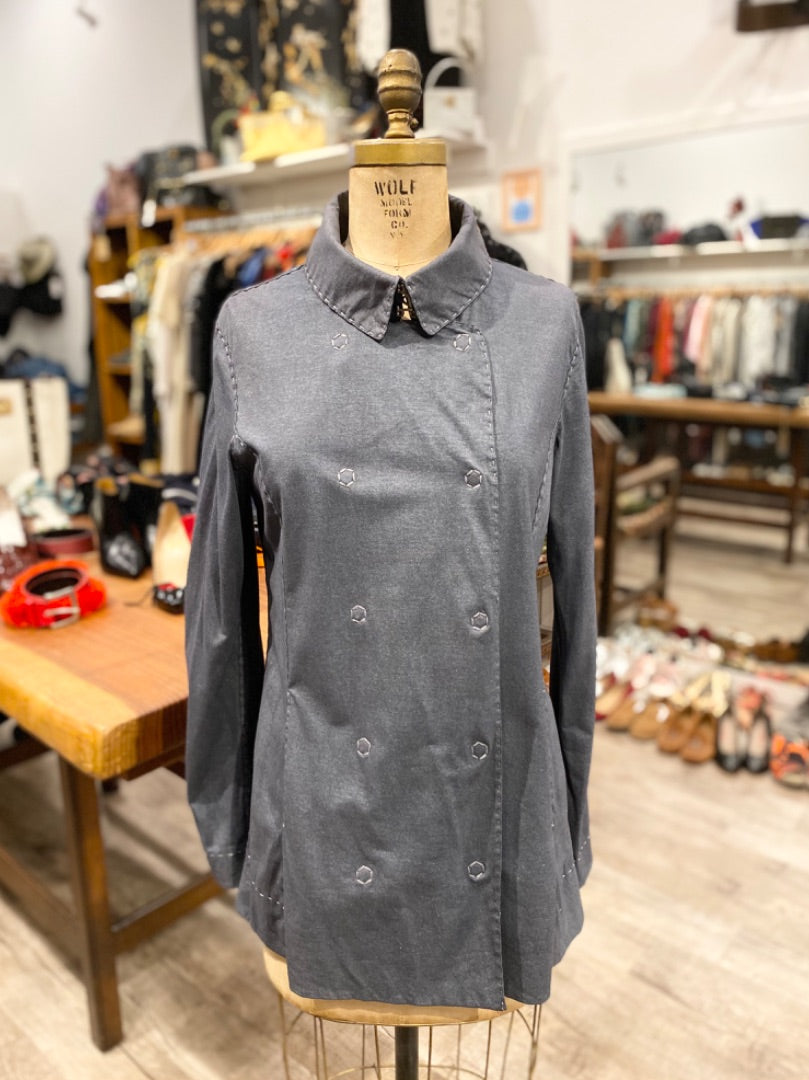 Alabama Chanin Grey Metallic Jacket, Small
