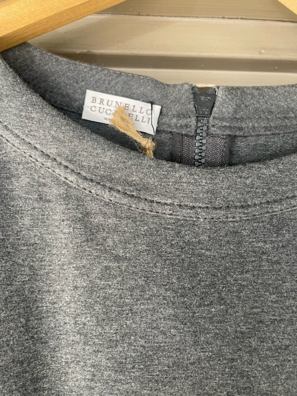 Brunello Cucinelli Grey Cotton Dress with Belt, Medium