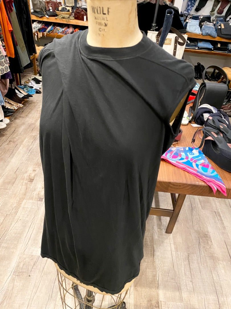 Rick Owens Black Sleeveless Tunic Top, Medium