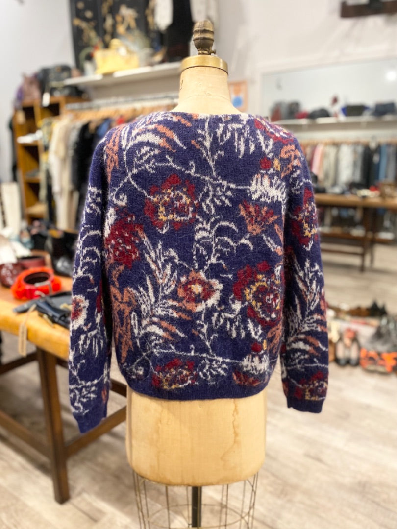 La Maille Sezane Multicolor Floral Sweater, Medium