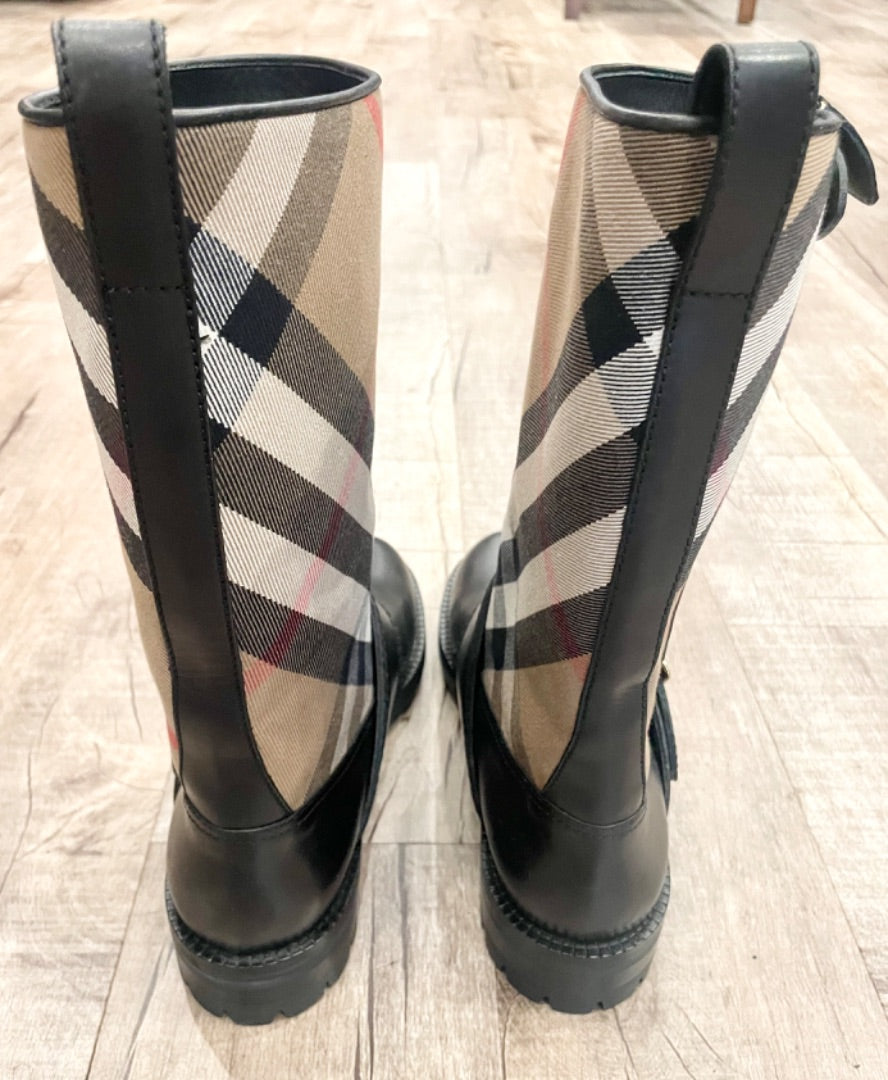 Burberry Black Logo Print Boots, 39