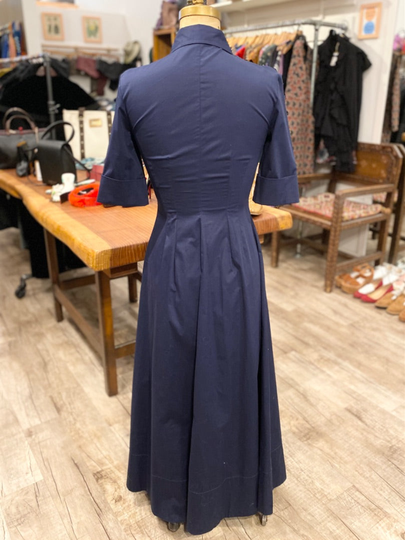 Staud Navy Long Cotton Dress, 0