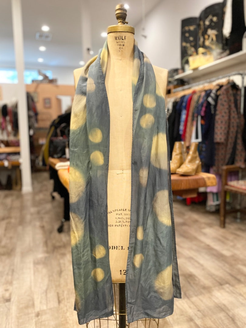 Ocelot Turquoise Yellow Silk Scarf, OS