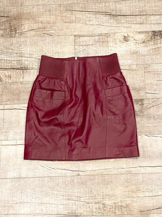 Fleur de Mal Burgundy Leather Skirt, Small