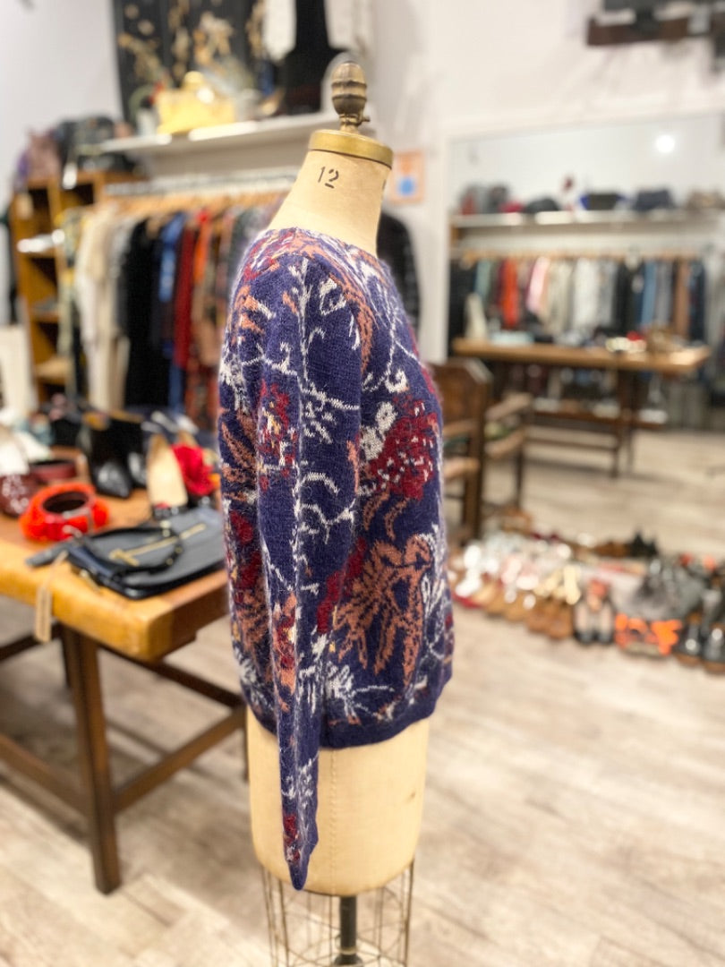 La Maille Sezane Multicolor Floral Sweater, Medium
