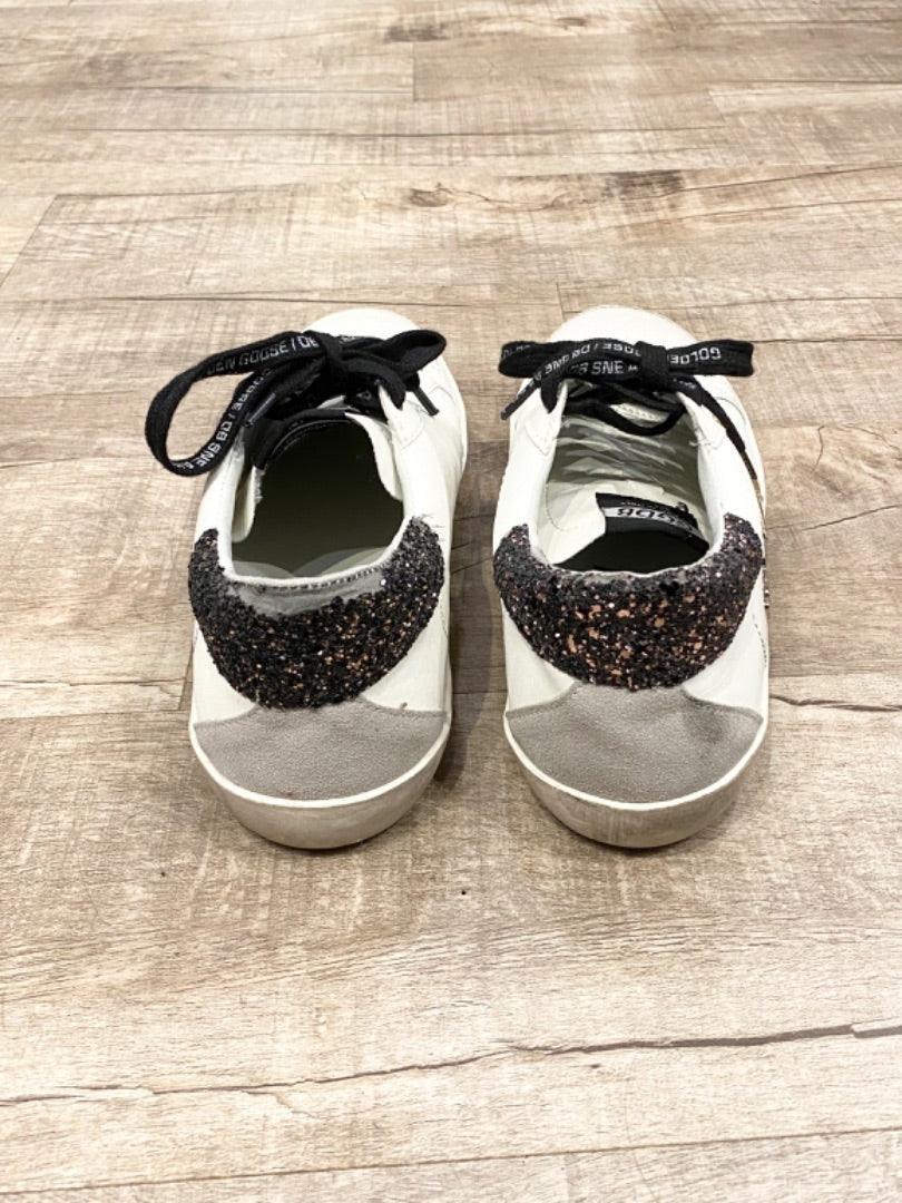 Golden Goose White Glitter Sneakers, 8