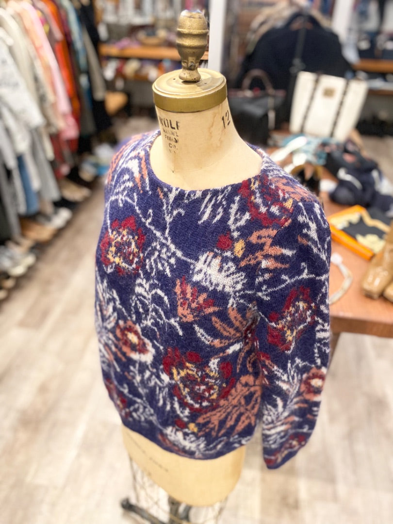 La Maille Sezane Multicolor Floral Sweater, Medium