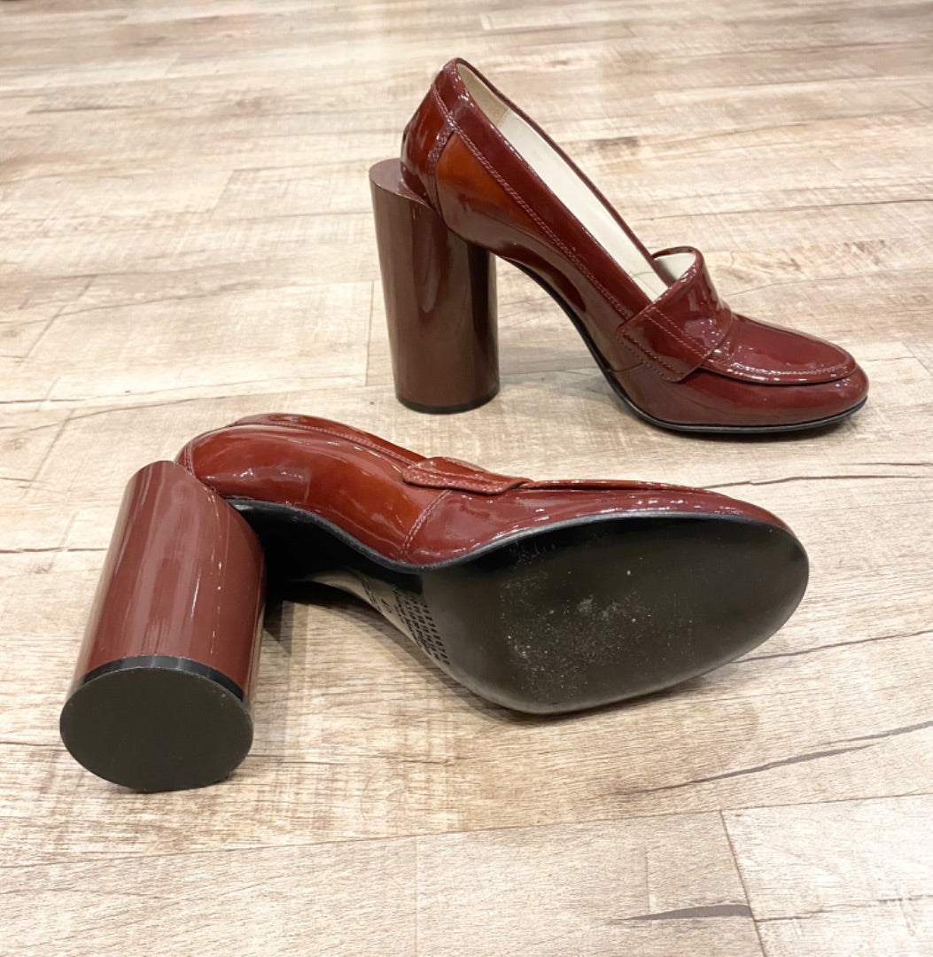 Margiela Burgundy Patent Leather Tall Heel, 40