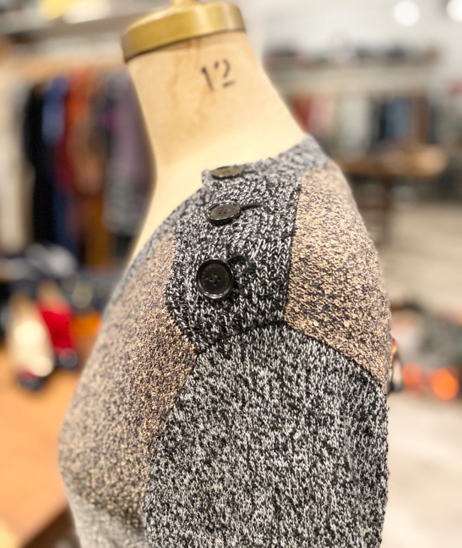 Burberry Brown/Grey Button Sweater, Large