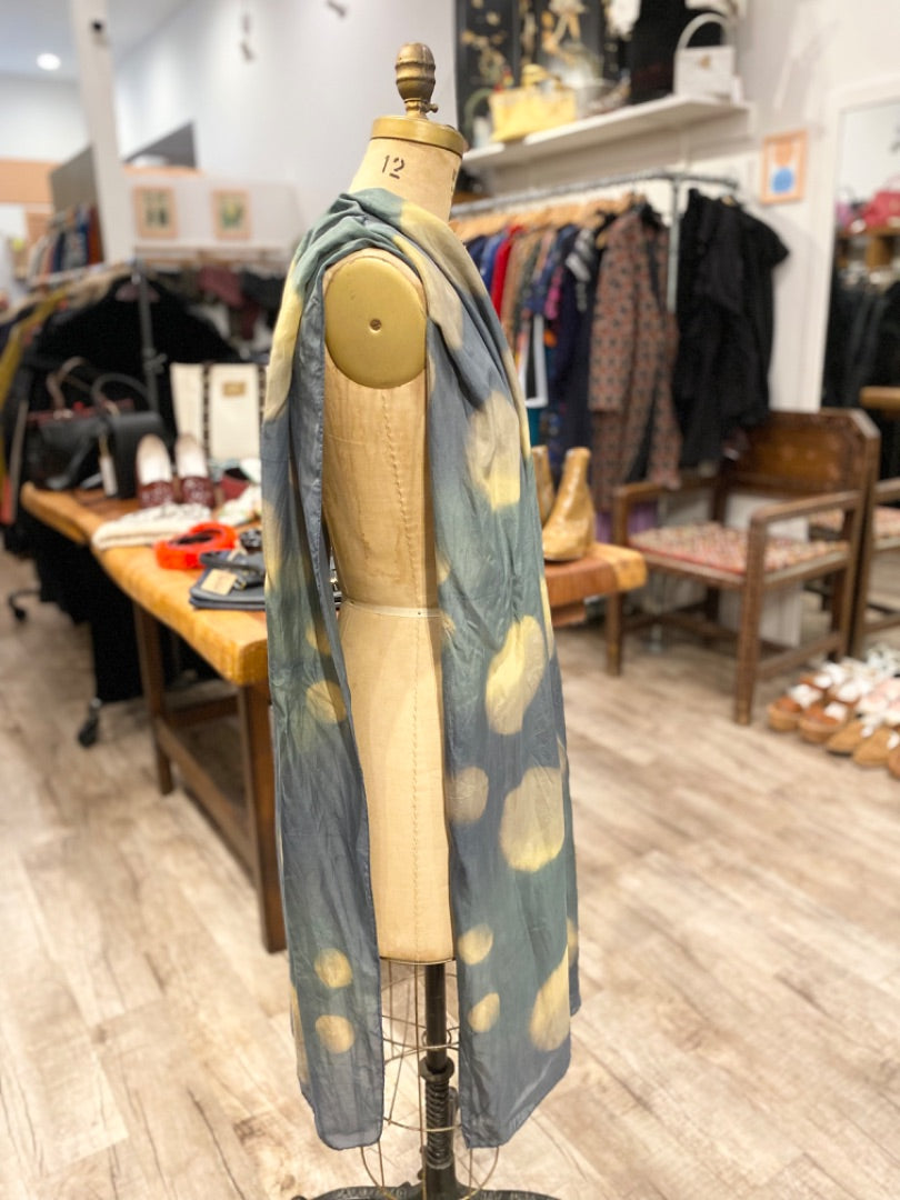 Ocelot Turquoise Yellow Silk Scarf, OS
