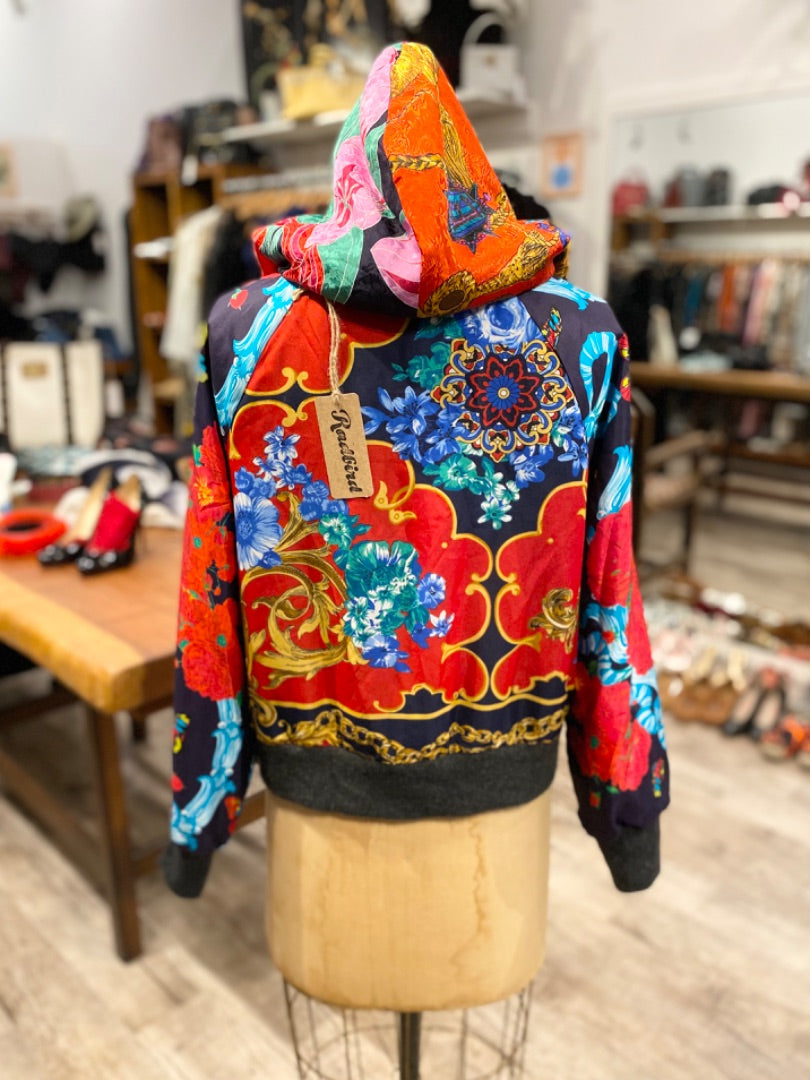 Burning Torch Grey/Multicolor Reversible Cashmere/Silk Jacket, Medium