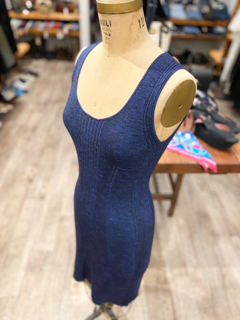 Proenza Schouler Black/Blue Metallic Tank Dress, XS