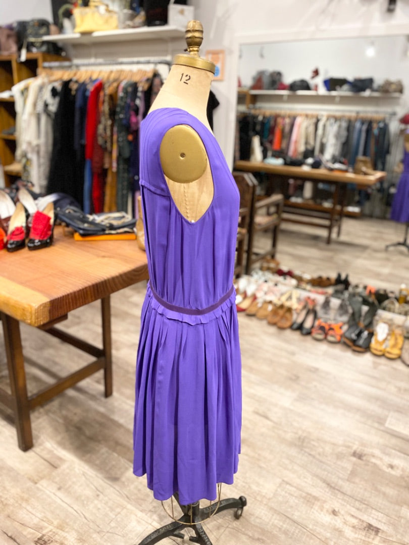 Nina Ricci Purple Silk Pleated Dress, 44